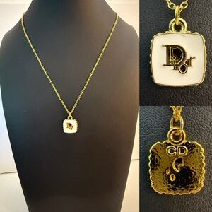 Dior Gold and White CD Pendant Necklace